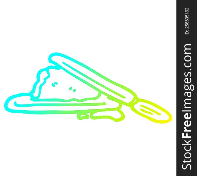 Cold Gradient Line Drawing Cartoon Butter And Knife