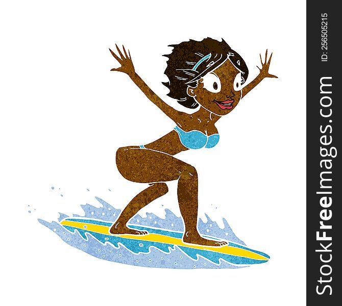 Cartoon Surfer Girl