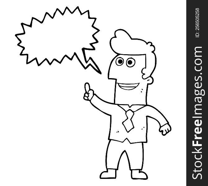 Speech Bubble Cartoon Businessman Pointing
