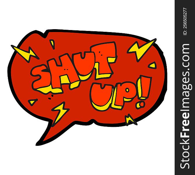 freehand drawn speech bubble cartoon shut up! symbol