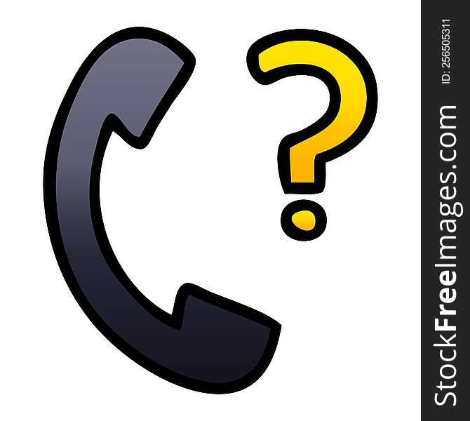 gradient shaded cartoon of a telephone receiver with question mark