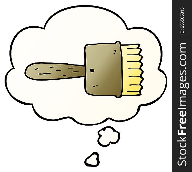 cartoon paintbrush with thought bubble in smooth gradient style