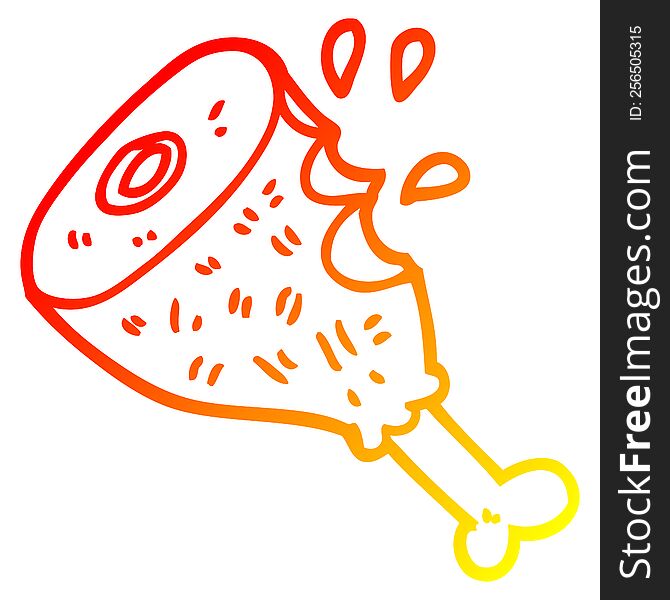 warm gradient line drawing of a cartoon cooked meat