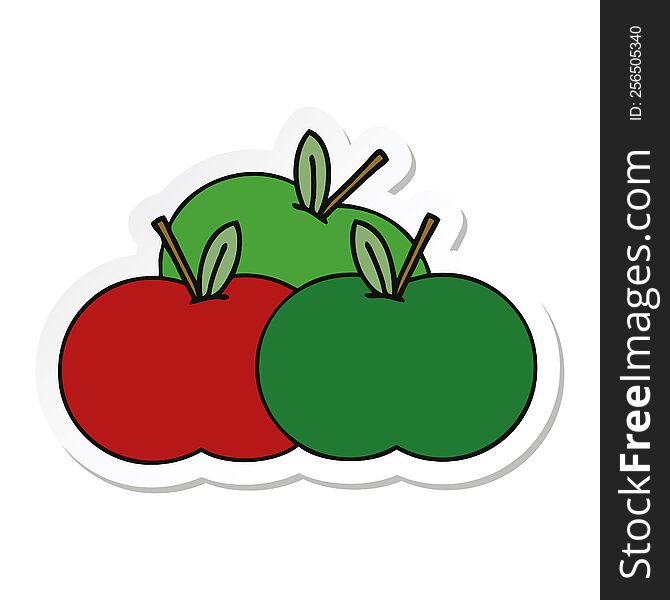 Sticker Of A Cute Cartoon Juicy Apple