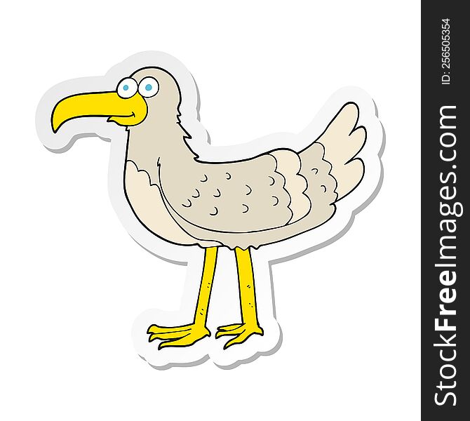 sticker of a cartoon seagull