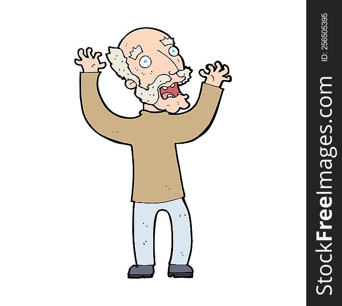 cartoon terrified old man