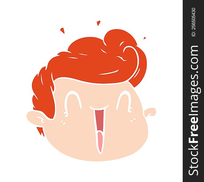 flat color style cartoon male face surprised
