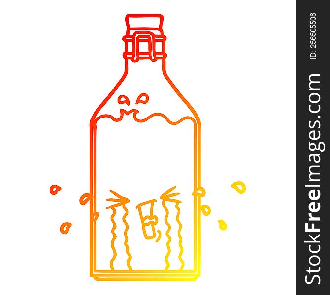 warm gradient line drawing of a cartoon old bottle