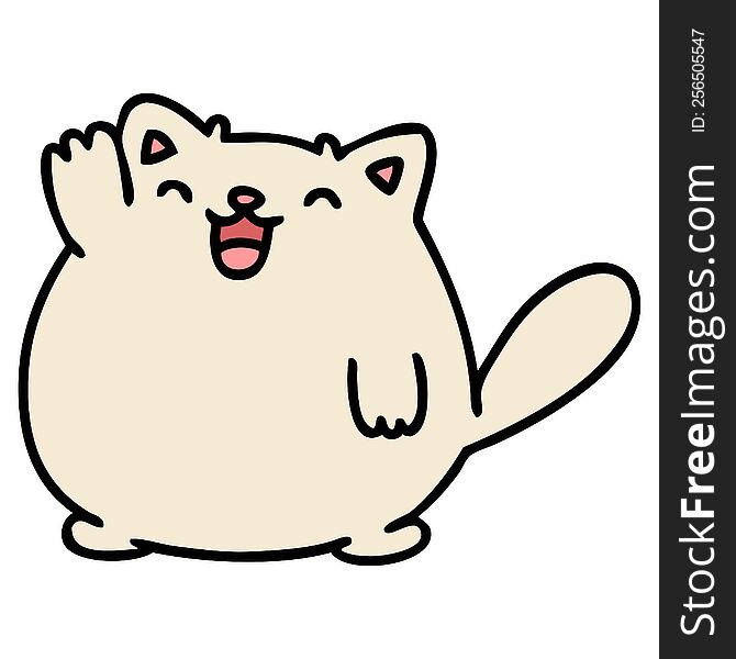 Cute Cartoon Cat Waving