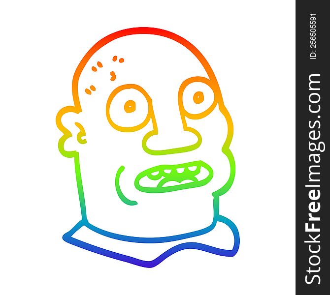 Rainbow Gradient Line Drawing Cartoon Mans Head