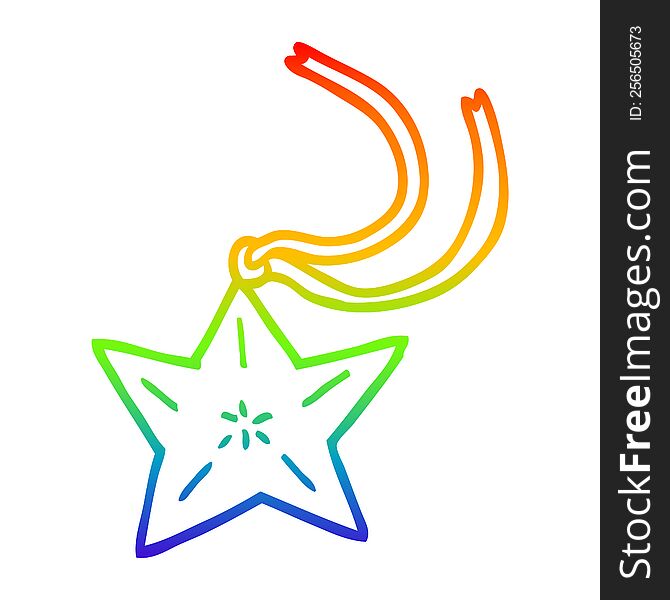 rainbow gradient line drawing of a cartoon star necklace