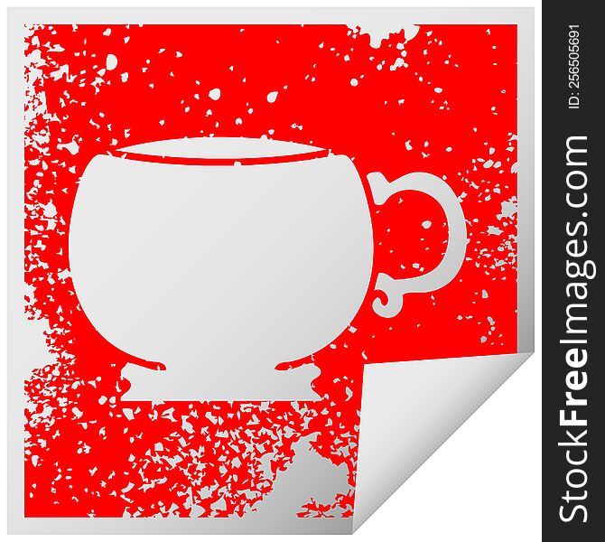Quirky Distressed Square Peeling Sticker Symbol Mug
