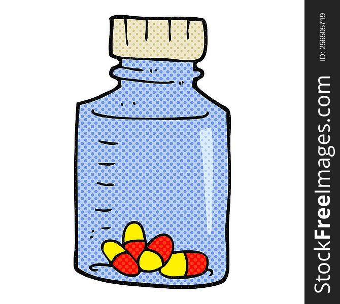 freehand drawn cartoon jar of pills