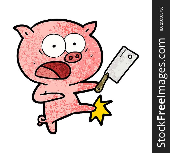 cartoon pig shouting and kicking. cartoon pig shouting and kicking