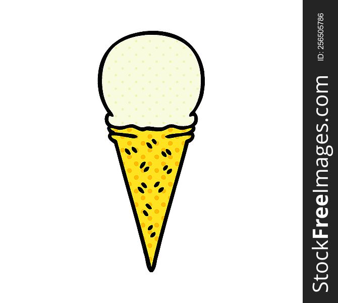 quirky comic book style cartoon vanilla ice cream cone