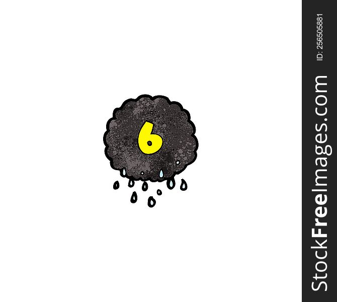 cartoon raincloud with number six