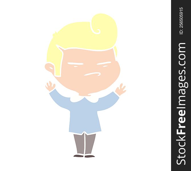 flat color style cartoon cool guy with fashion hair cut