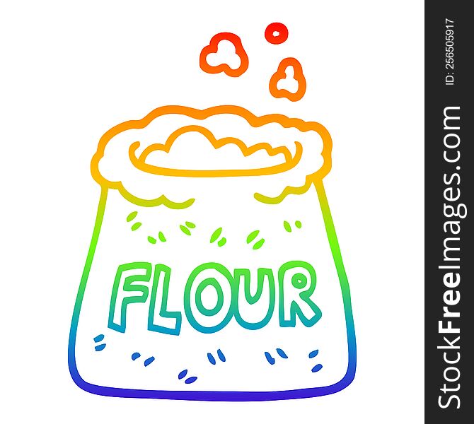 Rainbow Gradient Line Drawing Cartoon Bag Of Flour