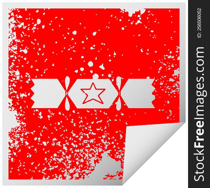 Distressed Square Peeling Sticker Symbol Christmas Cracker