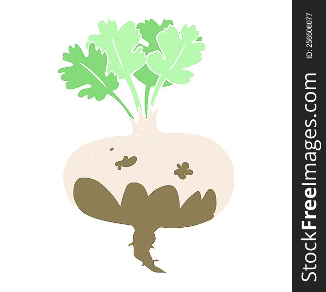 Flat Color Illustration Of A Cartoon Muddy Turnip