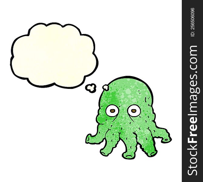 cartoon alien squid face with thought bubble