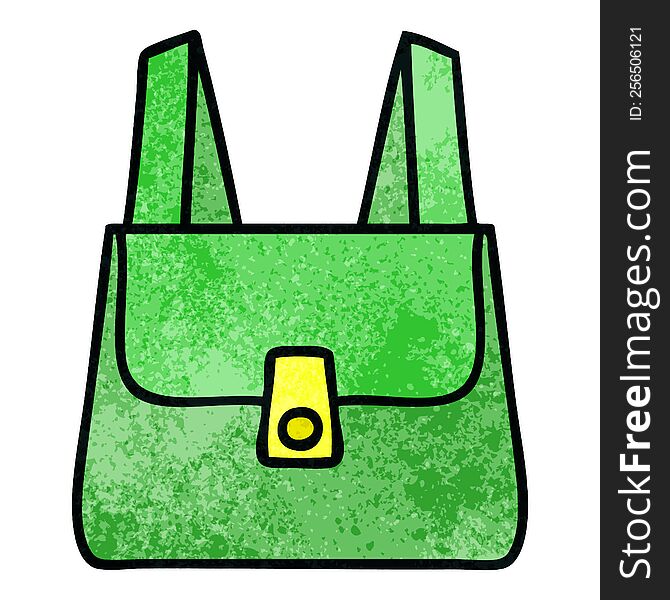 retro grunge texture cartoon green bag