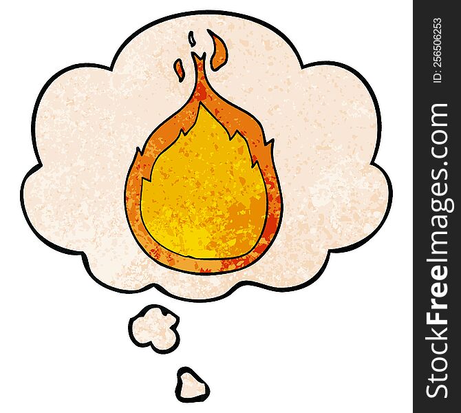cartoon flames with thought bubble in grunge texture style. cartoon flames with thought bubble in grunge texture style