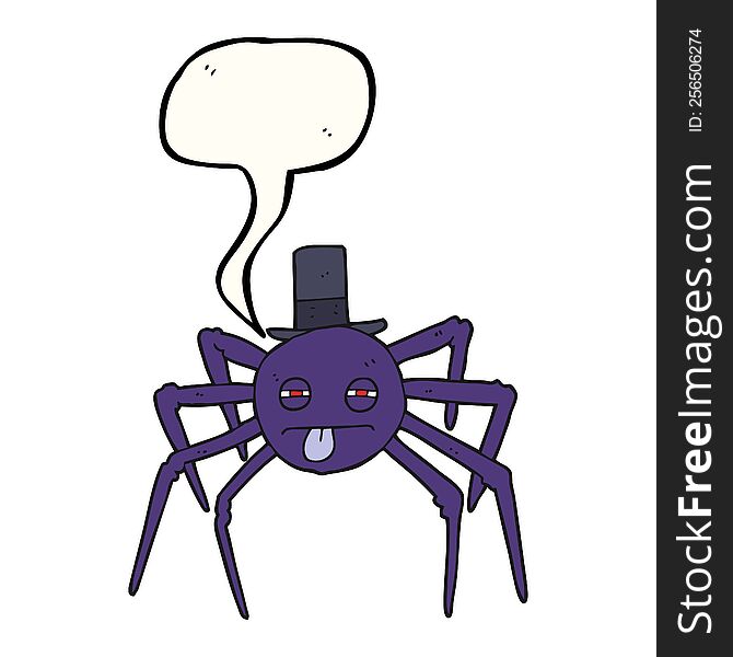 Speech Bubble Cartoon Halloween Spider In Top Hat