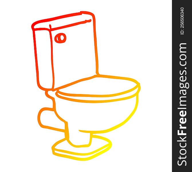 Warm Gradient Line Drawing Cartoon Closed Toilet