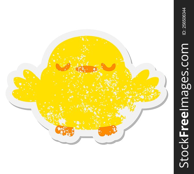 Cute Cartoon Baby Bird Grunge Sticker