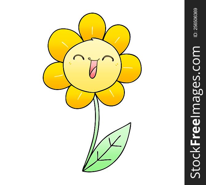 gradient shaded quirky cartoon happy flower. gradient shaded quirky cartoon happy flower
