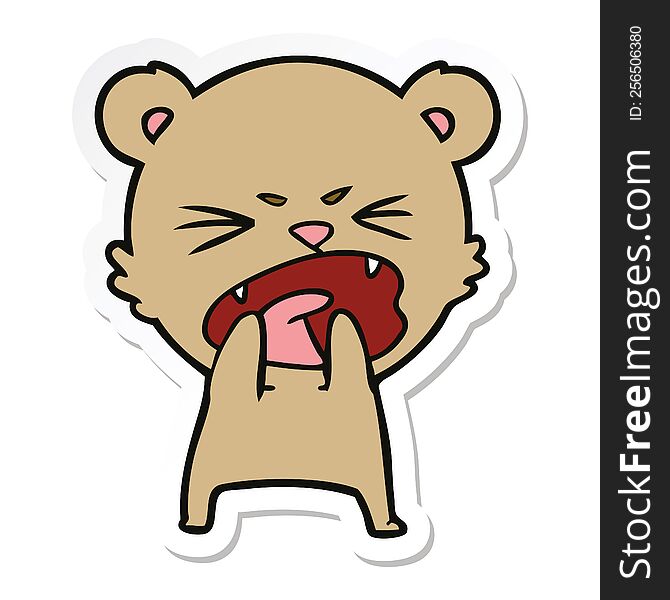 Sticker Of A Hungry Cartoon Bear