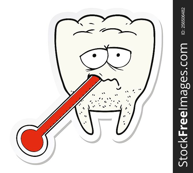 sticker of a cartoon unhealthy tooth