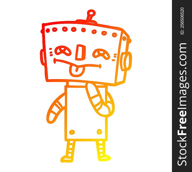 warm gradient line drawing of a cartoon robot
