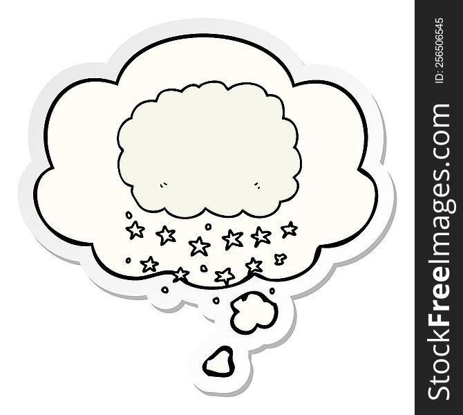 Cartoon Rain Cloud And Thought Bubble As A Printed Sticker