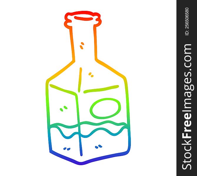 rainbow gradient line drawing of a cartoon drink in decanter