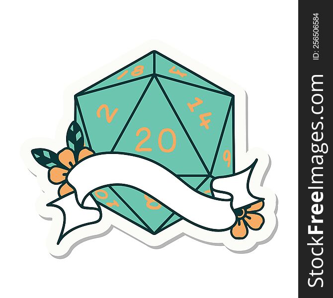 Natural Twenty D20 Dice Roll Sticker