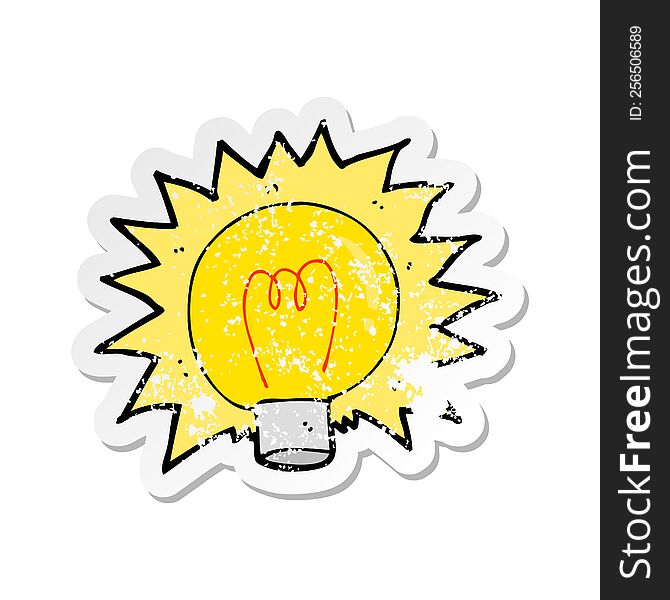 retro distressed sticker of a cartoon electric light bulb