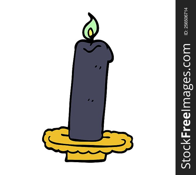 cartoon doodle burning halloween candle