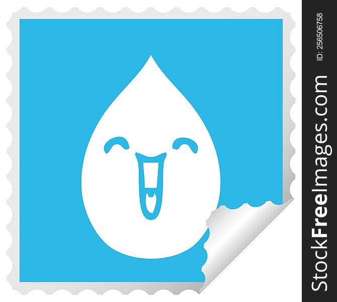 Quirky Square Peeling Sticker Cartoon Emotional Rain Drop