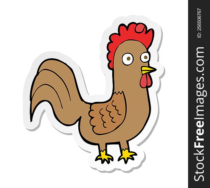 Sticker Of A Cartoon Rooster