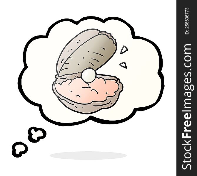 thought bubble cartoon oyster with pearl