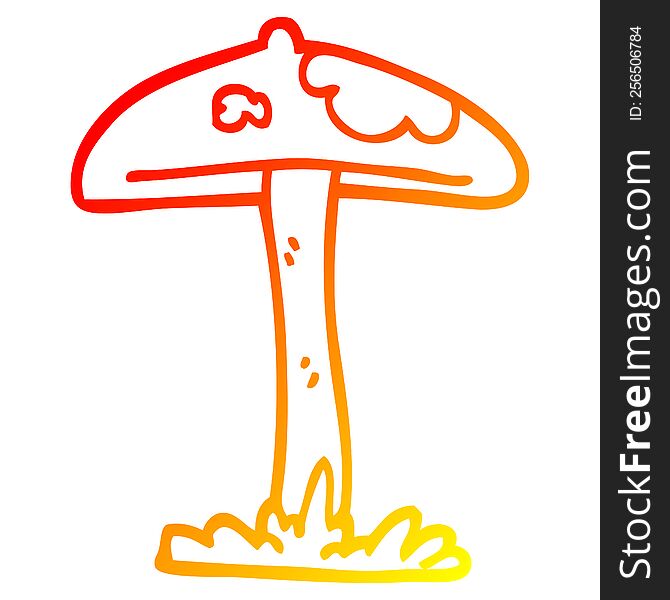 warm gradient line drawing cartoon mushroom