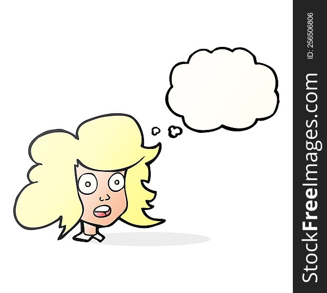 Thought Bubble Cartoon Surprised Female Face