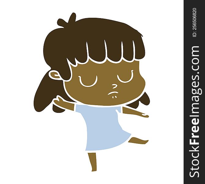 Flat Color Style Cartoon Indifferent Woman Dancing