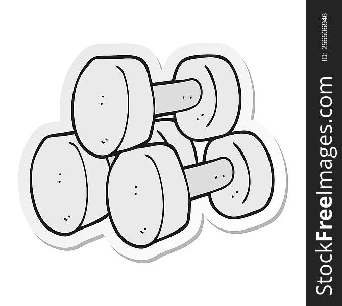 sticker of a cartoon dumbbells