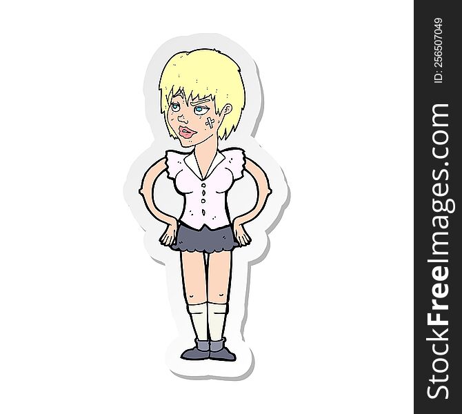 Sticker Of A Cartoon Tough Woman With Hands On Hips