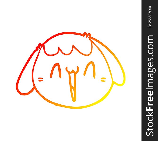 warm gradient line drawing of a cartoon dog face