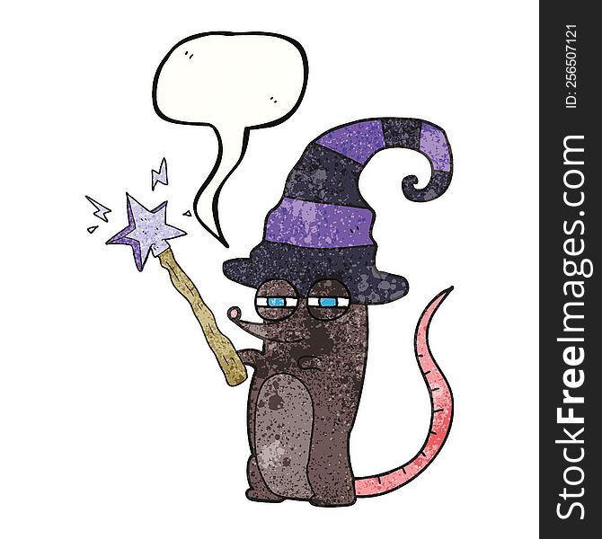 Speech Bubble Textured Cartoon Magic Witch Mouse