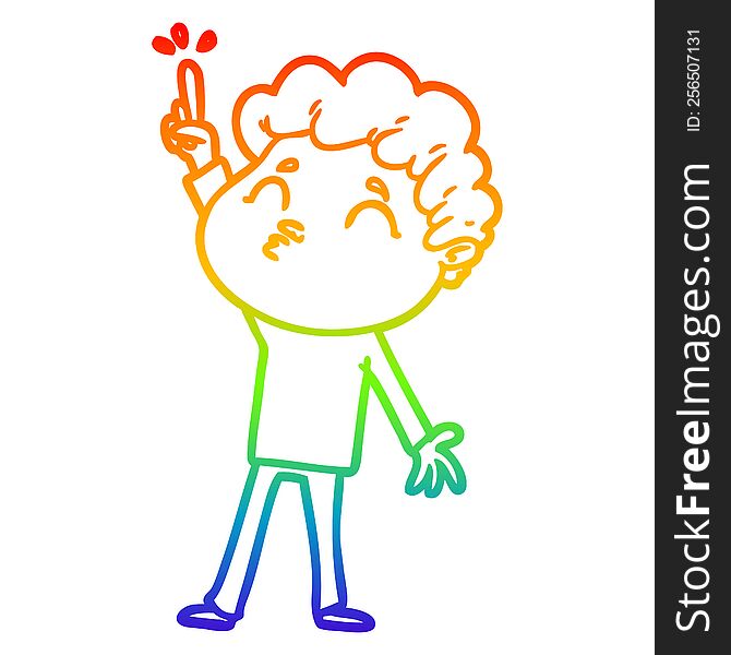 rainbow gradient line drawing of a cartoon man pouting